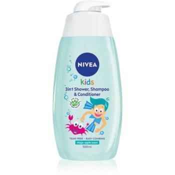 NIVEA Kids Magic Apple gyengéd tusoló gél és sampon gyermekeknek 3 az 1-ben 500 ml kép