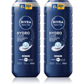 NIVEA MEN Hydrocare tusfürdő gél arcra, testre és hajra takarékos kiszerelés 2 x 500 ml kép