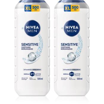 NIVEA MEN Sensitive tusfürdő gél testre és hajra takarékos kiszerelés kép