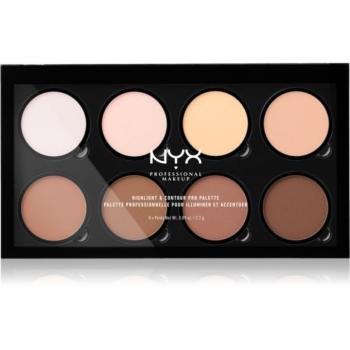 NYX Professional Makeup Highlight & Contour PRO Púderes highlight és kontúr paletta 8x2,7 g kép