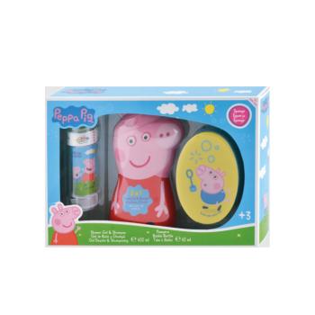 PEPPA PIG - ajándékcsomag  Tusfürdő és sampon 2in1 400ml + szivacs + buborék fújó kép