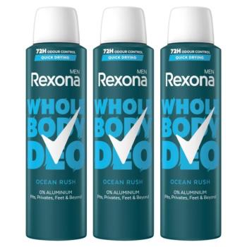 Rexona Men Ocean Rush teljes test dezodor, 3x150 ml kép