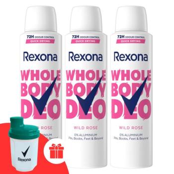 Rexona Whole Body Wild Rose Dezodor 3x150ml + Ajándék Rexona shaker kép
