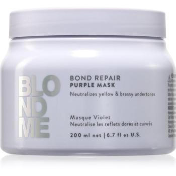 Schwarzkopf Professional Blondme Bond Repair Purple Mask haj maszk semlegesíti a sárgás tónusokat 200 ml kép