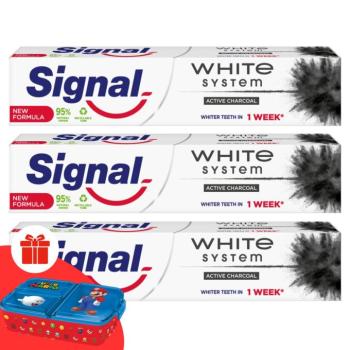 Signal White System Aktív szén fogkrém 3x75ml + Ajándék Signal Uz... kép