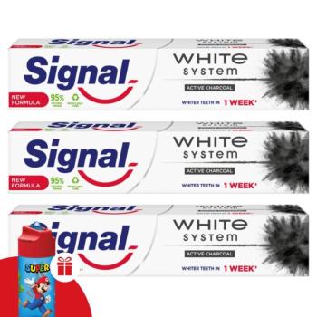 Signal White System Charcoal Fogkrém 3x75ml + Ajándék Kulacs kép