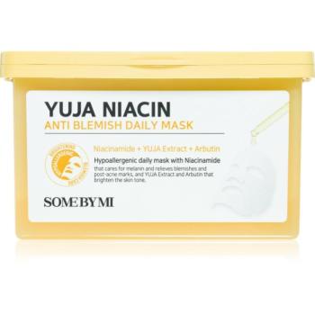 Some By Mi Yuja Niacin Anti Blemish Daily Mask fehérítő gézmaszk egységesíti a bőrszín tónusait nagy csomagolás 30 db kép