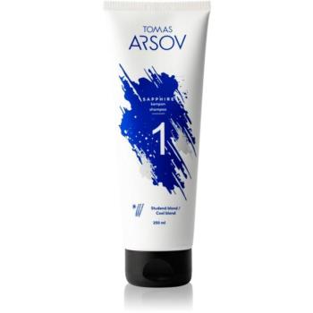 Tomas Arsov Sapphire Blonde Shampoo sampon a sárga tónusok neutralizálására szőkített, melírozott, hideg szőke hajra 250 ml kép