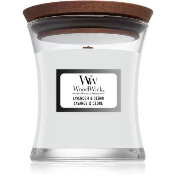 Woodwick Lavender & Cedar illatgyertya fa kanóccal 85 g