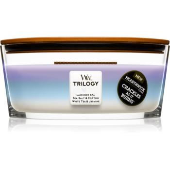 Woodwick Trilogy Calming Retreat illatgyertya fa kanóccal (hearthwick) 453.6 g kép