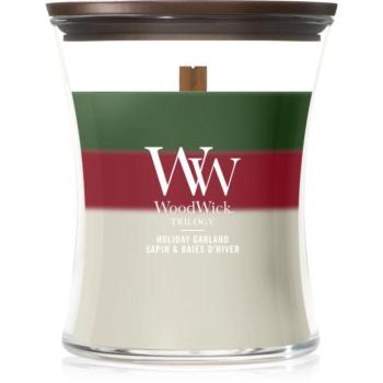Woodwick Trilogy Holiday Garland illatgyertya fa kanóccal 275 g kép