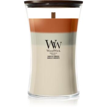Woodwick Trilogy Vanilla Embers illatgyertya fa kanóccal 610 g kép